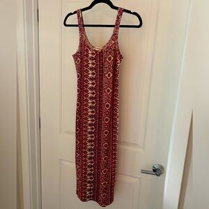 Billabong Share Joy Red Print Bodycon Midi Dress